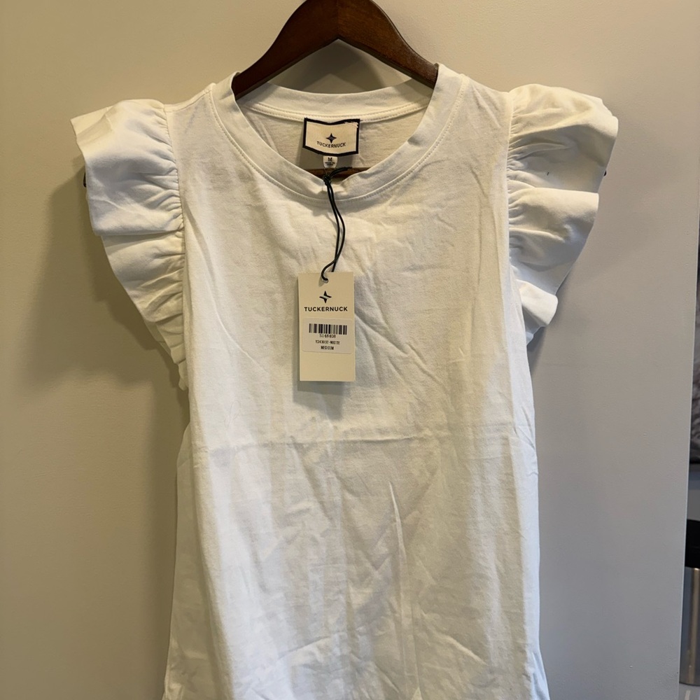 Tuckernuck White Ruffle Sleeve Blouse - Picture 2 of 3